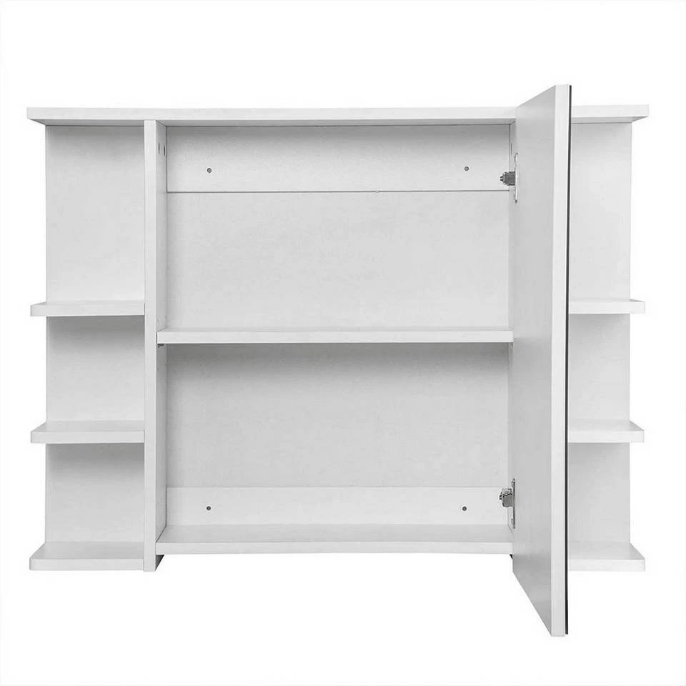 EUGAD Spiegelschrank Badezimmerspiegel Hängeschrank mit 8 Ablagen mit Tür Weiß 4 EUGAD Spiegelschrank Badezimmerspiegel Hängeschrank mit 8 Ablagen mit Tür Weiß – Bild 4