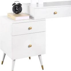EUGAD Schminktisch (1-St), Schminktisch mit Hocker und Spiegel, Frisiertisch mit 4 Schubladen und Kosmetiktisch Frisierkommode für Schlafzimmer, Weiß Gold 17 EUGAD Schminktisch (1-St), Schminktisch mit Hocker und Spiegel, Frisiertisch mit 4 Schubladen und Kosmetiktisch Frisierkommode für Schlafzimmer, Weiß Gold -Eugad Möbel Einkaufen cfeecfd5 4f39 5e71 8621 5bbfc5fe899b