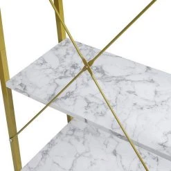 EUGAD Bücherregal, Standregal Bücherregal Metallregal Leiterregal Stufenregal Multifunktionale Regal Industrie Design MDF Metall Schwarz+schwarzer Marmor Golden+Weißer Marmor, Vintage -Eugad Möbel Einkaufen d0321bcb ea75 58d4 a80e 8e3a219c3286