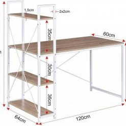 EUGAD Schreibtisch, Bürotisch mit Ablage Holz Stahl 120x64x120cm (BxTxH) Hell Eiche+schwarz Dunkel Buche-Schwarz, Hell Eiche-Schwarz, Hell Eiche-Weiß 32 EUGAD Schreibtisch, Bürotisch mit Ablage Holz Stahl 120x64x120cm (BxTxH) Hell Eiche+schwarz Dunkel Buche-Schwarz, Hell Eiche-Schwarz, Hell Eiche-Weiß -Eugad Möbel Einkaufen d0d16cca 20aa 5162 b0a9 ae1ad21969ef