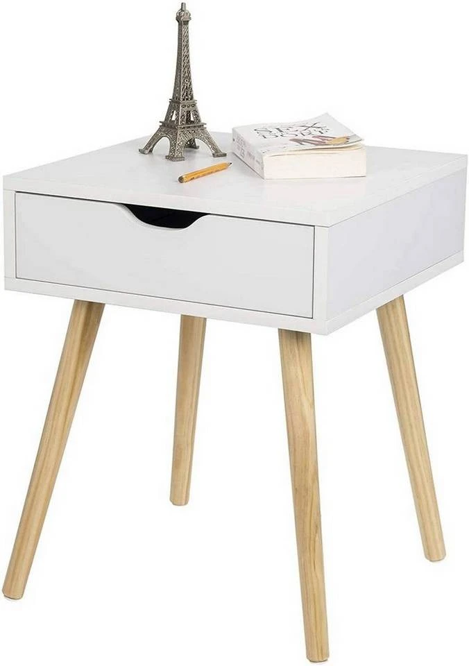 EUGAD Nachttisch, Beistelltisch mit Schublade Nachtkommode, Holzbeine MDF, Grau Weiß 12 EUGAD Nachttisch, Beistelltisch mit Schublade Nachtkommode, Holzbeine MDF, Grau Weiß – Bild 12