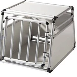 EUGAD Tiertransportbox, Hundetransportbox Alu Hundebox Reisebox Autobox für kleine/mittlere Hunde Französische Bulldogge Beagle Terriers Dackel Shiba Inu 69 x 54 x 50 cm L
