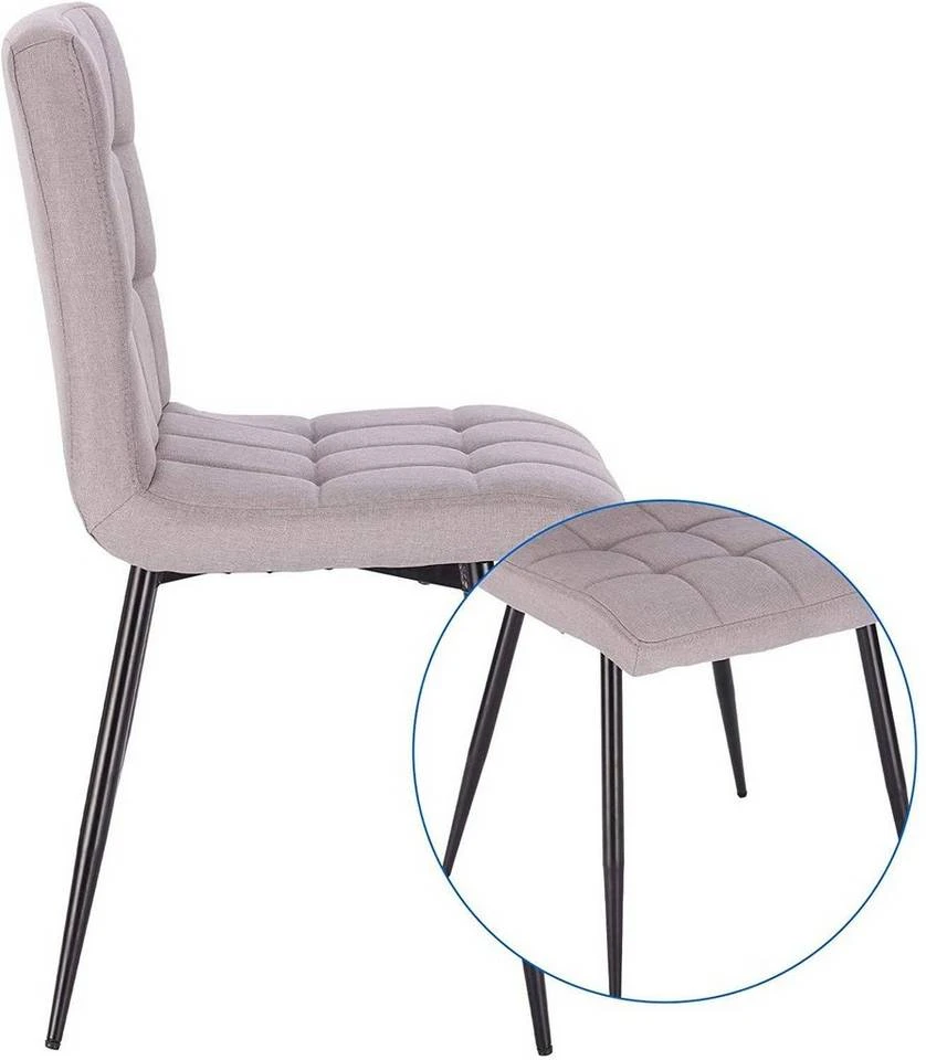 EUGAD Esszimmerstuhl (4 Stück), Küchenstuhl Polsterstuhl, mit Rückenlehne, Metallbeine, Sitzfläche aus Leinen, Hellgrau 6 EUGAD Esszimmerstuhl (4 Stück), Küchenstuhl Polsterstuhl, mit Rückenlehne, Metallbeine, Sitzfläche aus Leinen, Hellgrau – Bild 6