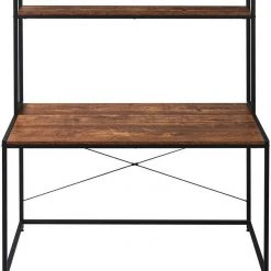 EUGAD Schreibtisch, PC-Tisch Bürotisch Arbeitstisch mit Bücherregal Holz 120x60x140 cm Schwarz-Marmor Schwarz-Vintage -Eugad Möbel Einkaufen d30ef6bd 269e 56c2 837f 52419f7acaa3