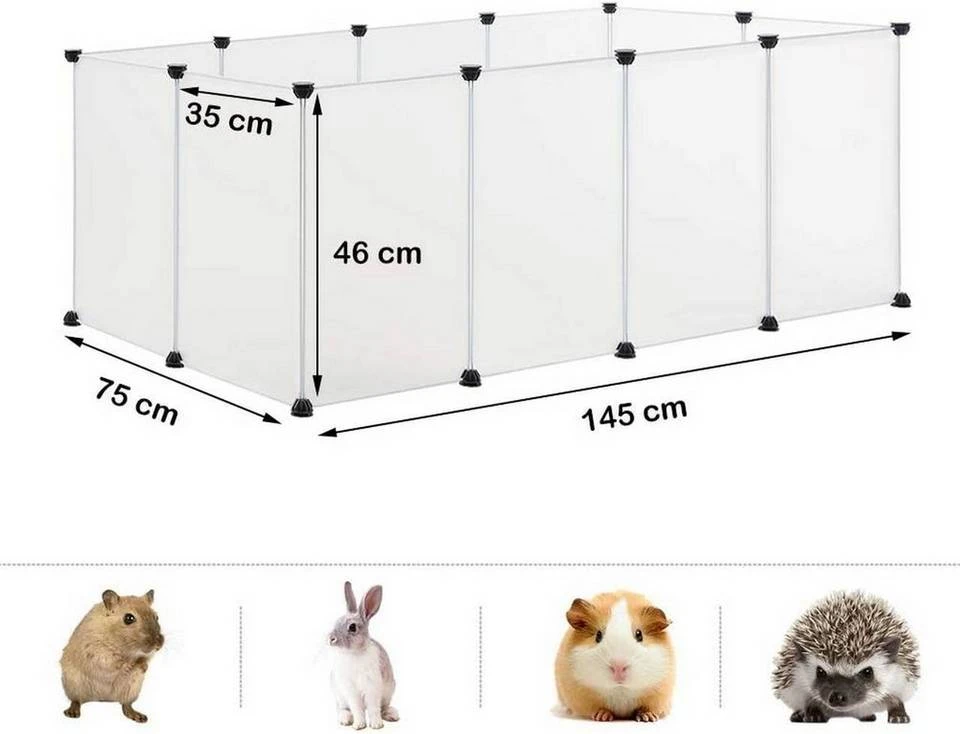 EUGAD Freigehege, Freigehege für Kaninchen Hasen Meerschweinchen Welpenauslauf DIY, 12 Platten 145 x 75 x 46 cm Grau, Schwarz, Transparent, Weiß 11 EUGAD Freigehege, Freigehege für Kaninchen Hasen Meerschweinchen Welpenauslauf DIY, 12 Platten 145 x 75 x 46 cm Grau, Schwarz, Transparent, Weiß – Bild 11