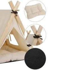 EUGAD Tierhaus, Tipi Hundezelt Katzenzelt 45x55x45cm Kätzchen Chihuahua Havaneser Kaninchen mit Kissen abnehmbar waschbar faltbar Weiß -Eugad Möbel Einkaufen d3c94132 9357 411a 84c6 2d4c87e79bfb