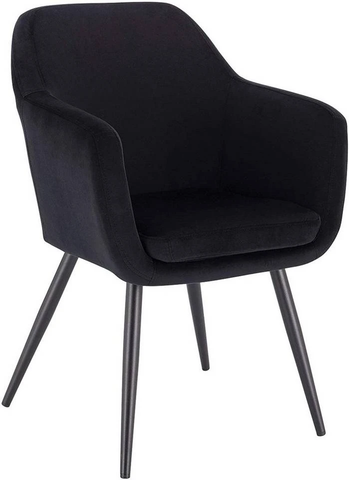 EUGAD Polsterstuhl (1 Stück), Küchenstuhl Samt Stuhl Sessel mit Armlehne, Metallbeine, für Esszimmer Wohnzimmer, Schwarz Dunkelgrau 1 EUGAD Polsterstuhl (1 Stück), Küchenstuhl Samt Stuhl Sessel mit Armlehne, Metallbeine, für Esszimmer Wohnzimmer, Schwarz Dunkelgrau