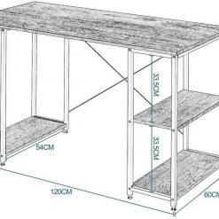 EUGAD Schreibtisch, Bürotisch PC-Tisch mit Ablage aus Metall und Holz, 120x60x75cm, Vintage -Eugad Möbel Einkaufen d4c5ac32 f2d0 5b0e 857c a65bd3abef63