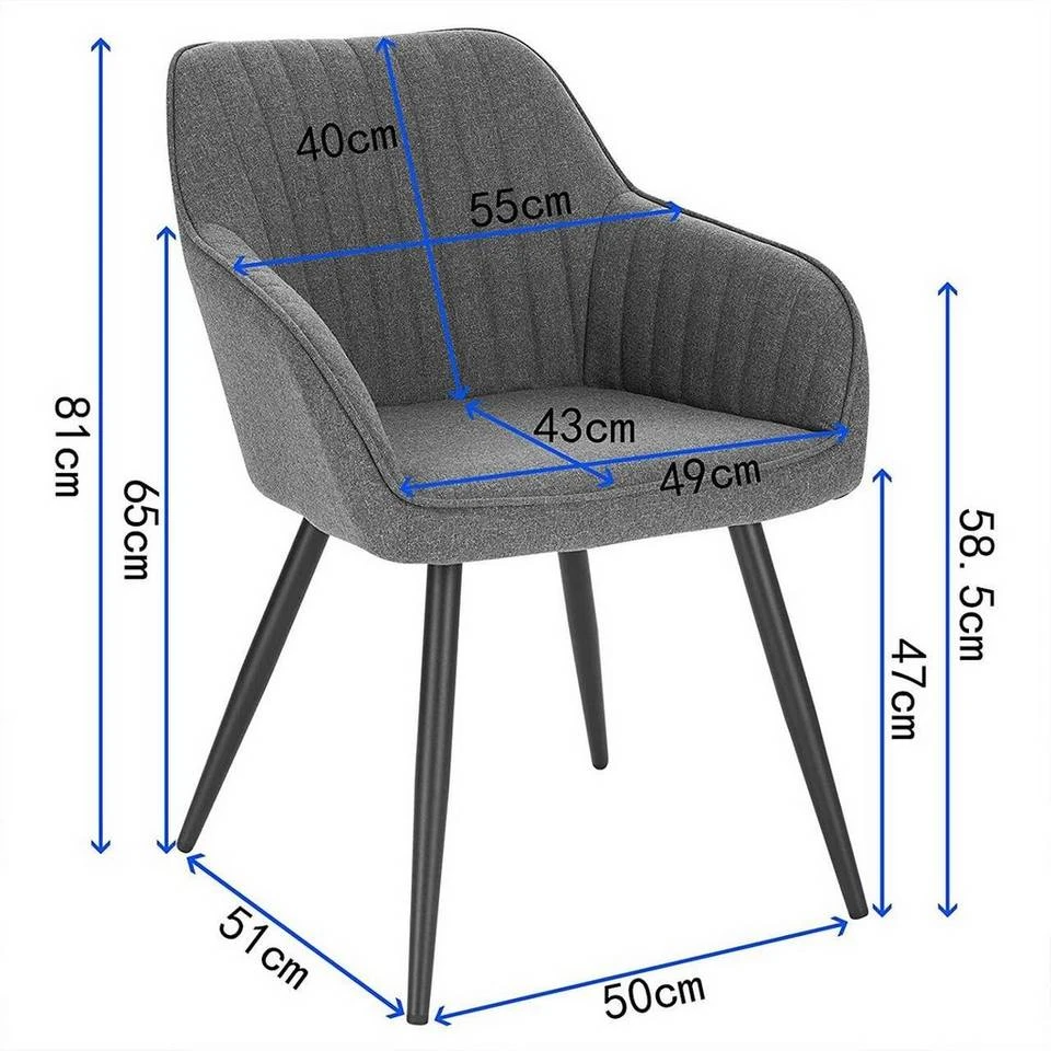 EUGAD Esszimmerstuhl, Küchenstuhl aus Leinen mit Armlehne Dunkelgrau, Hellgrau 3 EUGAD Esszimmerstuhl, Küchenstuhl aus Leinen mit Armlehne Dunkelgrau, Hellgrau – Bild 3