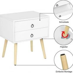 EUGAD Nachttisch, 2er-Set Beistelltisch mit 2 Schubladen Nachtkommode Nachtschrank Holzbeine MDF 46x35x50cm Weiß Grau, Weiß 20 EUGAD Nachttisch, 2er-Set Beistelltisch mit 2 Schubladen Nachtkommode Nachtschrank Holzbeine MDF 46x35x50cm Weiß Grau, Weiß -Eugad Möbel Einkaufen d50efe57 ee9d 5573 a4b2 bca81be4d3fd