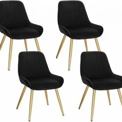 EUGAD Esszimmerstuhl, 4 Stücke Retro Küchenstuhl Sitzfläche aus Samt mit Metallbeine Dunkelgrün Bordeaux, Dunkelgrau, Dunkelgr&uuml;n, Hellgrau, Rosa, Schwarz -Eugad Möbel Einkaufen d528a2cd 94d2 54bf a10d b8ce5e27cc33