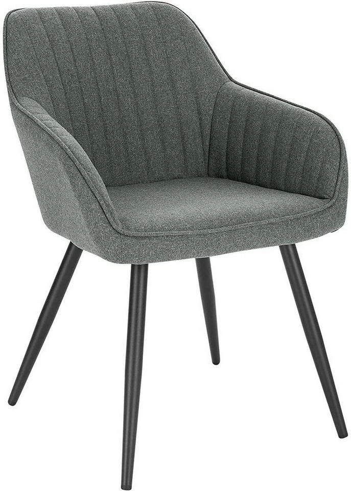 EUGAD Esszimmerstuhl, Küchenstuhl aus Leinen mit Armlehne Dunkelgrau, Hellgrau 1 EUGAD Esszimmerstuhl, Küchenstuhl aus Leinen mit Armlehne Dunkelgrau, Hellgrau