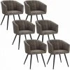 EUGAD 4-Fußstuhl, 6er-Set Esszimmerstuhl Polsterstuhl aus Stoffbezug Grau Dunkelbraun