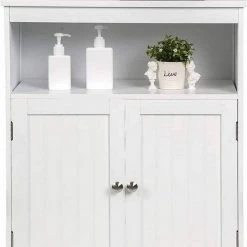 EUGAD Badkommode, Badschrank Beistellschrank, mit Doppeltür, 3 Fächern, MDF, Weiß -Eugad Möbel Einkaufen d626041d 9de4 5674 b593 a369c80057d4