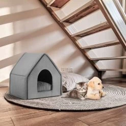 EUGAD Tierhaus, Hundehaus Hundehöhle Katzenhaus Katzenhöhle für Französische Bulldogge Jack Russell Terrier Welpen Grau M -Eugad Möbel Einkaufen d733f6b7 7166 504e 9482 4ae3395ad488