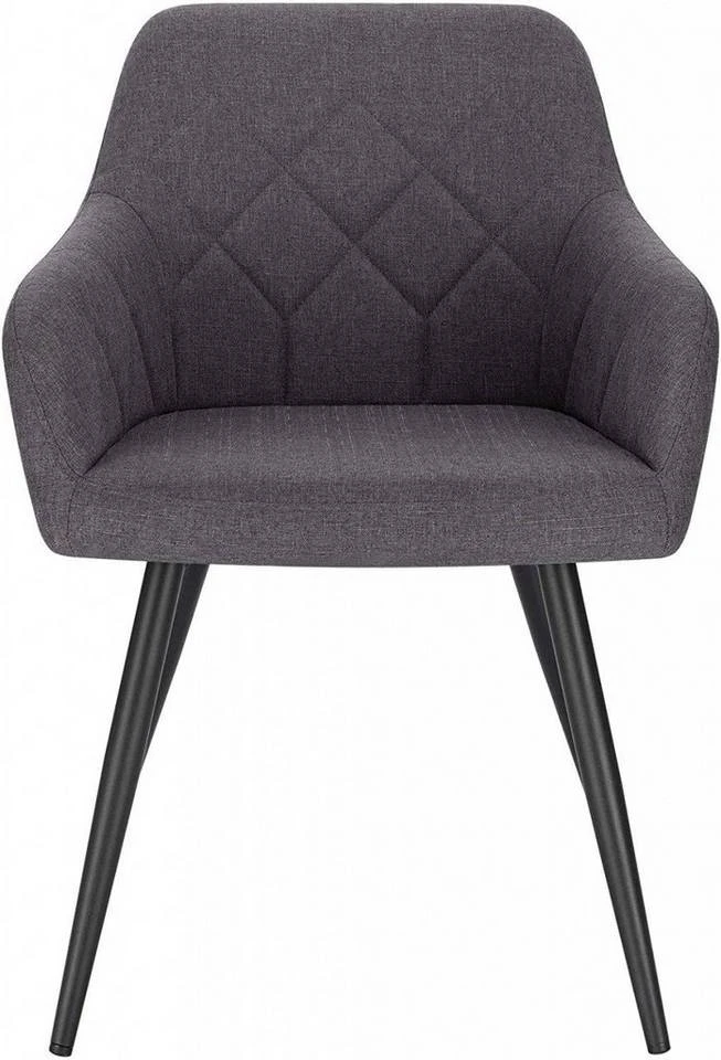 EUGAD Esszimmerstuhl (6 Stück), Wohnzimmerstuhl aus Leinen Polsterstuhl mit Armlehnen und Rückenlehne schwarze Gestell aus Metall Hellgrau Dunkelgrau 12 EUGAD Esszimmerstuhl (6 Stück), Wohnzimmerstuhl aus Leinen Polsterstuhl mit Armlehnen und Rückenlehne schwarze Gestell aus Metall Hellgrau Dunkelgrau – Bild 12