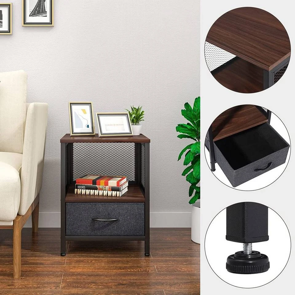 EUGAD Nachttisch (1-St), Nachtkommode mit Ablagen und Schubladen, Beistelltisch für Wohnzimmer, Nachtschrank für Schlafzimmer industrieller Stil, 40x52x36cm 5 EUGAD Nachttisch (1-St), Nachtkommode mit Ablagen und Schubladen, Beistelltisch für Wohnzimmer, Nachtschrank für Schlafzimmer industrieller Stil, 40x52x36cm – Bild 5