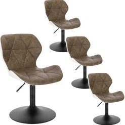 EUGAD Barhocker (4 St), niedriger Barhocker 360° Drehstuhl mit Rückenlehne 120kg belastbar Stuhl höhenverstellbar Kunstleder Sitzhöhe 40-54cm Dunkelbraun Weiß Anthrazit+Weiß, Dunkelbraun+Weiß