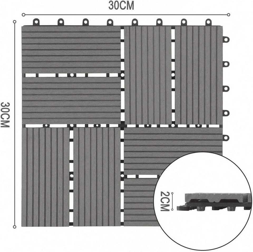EUGAD WPC-Fliesen, 22 Stück WPC Terrassenfliesen Klickfliesen 30x30cm Coffee Anthrazit, Dunkelgrau, Hellgrau 10 EUGAD WPC-Fliesen, 22 Stück WPC Terrassenfliesen Klickfliesen 30x30cm Coffee Anthrazit, Dunkelgrau, Hellgrau – Bild 10
