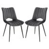 EUGAD Esszimmerstuhl (2 Stück), Küchenstuhl, Polsterstuhl, Wohnzimmerstuhl ohne Armlehne, Metallbeine, Samt, Dunkelgrau Hellgrau, Schwarz