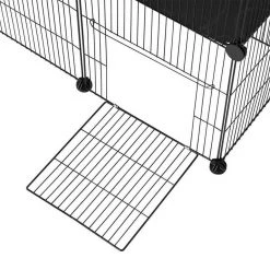 EUGAD Freigehege, Freigehege Kaninchen mit Stauraum Hasen Meerschweinchen Welpenauslauf Laufgitter mit Tür&Treppe DIY Schwarz 41 Platten (35x35cm/Platte) 105 x 70 x 70 cm -Eugad Möbel Einkaufen dabab3b3 11fe 5980 8779 2f3a1b3823ea