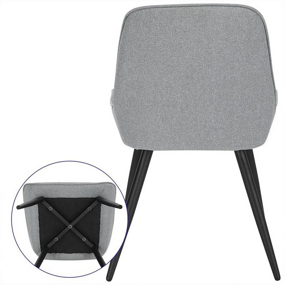 EUGAD Polsterstuhl (2 Stück), Esszimmerstühle aus Leinen mit stabilen Metallbeinen, mit Rückenlehne und gepolsterter Sitzfläche Dunkelgrau, Hellgrau 12 EUGAD Polsterstuhl (2 Stück), Esszimmerstühle aus Leinen mit stabilen Metallbeinen, mit Rückenlehne und gepolsterter Sitzfläche Dunkelgrau, Hellgrau – Bild 12