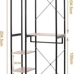 EUGAD Kleiderständer, Garderobenständer mit 7 Ablagen Schwarz-Vintage Schwarz-Hell Eiche -Eugad Möbel Einkaufen dc6c5c7e f1a6 5e56 8e10 8d04ec78a336