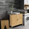 EUGAD Waschbeckenunterschrank (1-St) Unterschrank Badezimmerschrank Waschtisch Badschrank mit 2 Türen 60x30x60cm Bambus