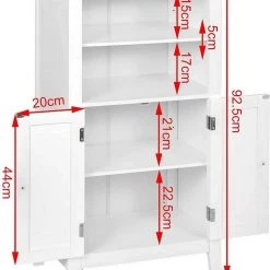EUGAD Badkommode, Badschrank Beistellschrank, mit Doppeltür, 4 Fächern, MDF, Weiß -Eugad Möbel Einkaufen dd64819e f443 575b ade9 74e2794ca9ab
