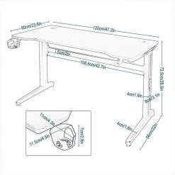 EUGAD Gamingtisch, Gaming Tisch mit LED 120x60cm Ergonomischer Schwarz Computertisch Schreibtisch PC Tisch mit Kabelmanagement Becherhalter Kopfhörerhalterung -Eugad Möbel Einkaufen de021958 31ac 58fa 8994 9856a20af6d0