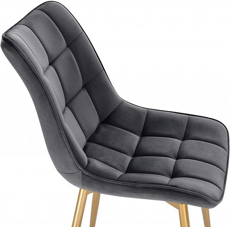 EUGAD Esszimmerstuhl, 4er-Set Küchenstühle Wohnzimmerstuhl mit Rückenlehne, Samt Sitzfläche, Gold Beine Grau Dunkelgrün, Rosa, Schwarz 9 EUGAD Esszimmerstuhl, 4er-Set Küchenstühle Wohnzimmerstuhl mit Rückenlehne, Samt Sitzfläche, Gold Beine Grau Dunkelgrün, Rosa, Schwarz – Bild 9