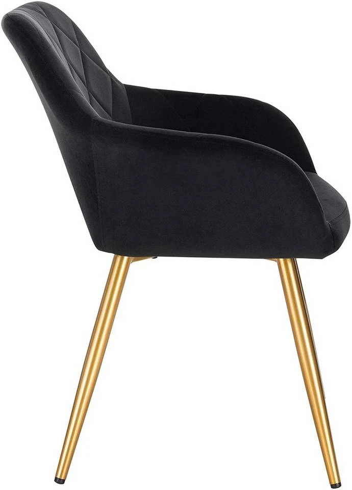 EUGAD Esszimmerstuhl (1 Stück), Wohnzimmerstuhl aus Samt Polsterstuhl mit Armlehnen und Rückenlehne, Gestell aus Metall mit goldenen Beine Dunkelgrau Schwarz 10 EUGAD Esszimmerstuhl (1 Stück), Wohnzimmerstuhl aus Samt Polsterstuhl mit Armlehnen und Rückenlehne, Gestell aus Metall mit goldenen Beine Dunkelgrau Schwarz – Bild 10