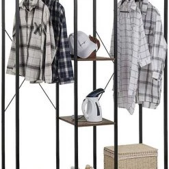 EUGAD Kleiderständer, Wäscheständer Garderobenständer mit Ablage Schwarzrohre und Eiche Platte Schwarz-Hell Eiche, Schwarz-Vintage, Wei&szlig;-Eiche -Eugad Möbel Einkaufen e074243c 47e0 56cf 9e4f ce43f3dff7cd