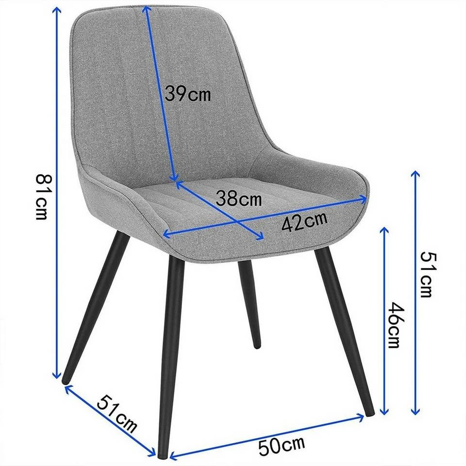 EUGAD Polsterstuhl (2 Stück), Esszimmerstühle aus Leinen mit stabilen Metallbeinen, mit Rückenlehne und gepolsterter Sitzfläche Dunkelgrau, Hellgrau 9 EUGAD Polsterstuhl (2 Stück), Esszimmerstühle aus Leinen mit stabilen Metallbeinen, mit Rückenlehne und gepolsterter Sitzfläche Dunkelgrau, Hellgrau – Bild 9