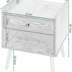 EUGAD Nachttisch (1-St), Nachtkommode, Kommode mit Schubladen und Ablagefach, Nachtschrank Industrial-Design Beistelltisch einfach Aufbau, für Schlafzimmer, Wohnzimmer Grau + Helle Eiche -Eugad Möbel Einkaufen e3642c68 09ce 4e4d bb08 6b80c3b18a71