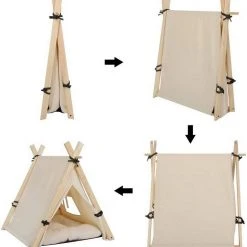 EUGAD Tierhaus, Tipi Hundezelt Katzenzelt 45x55x45cm Kätzchen Chihuahua Havaneser Kaninchen mit Kissen abnehmbar waschbar faltbar Weiß -Eugad Möbel Einkaufen e3afc570 3dd5 53aa 9f5d 8f1f7a8f6569