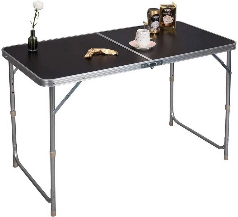 EUGAD Campingtisch, zusammenklappbar Pickniktisch, höhenverstellbar 120x60x55-62-70cm, Tischplatte aus MDF, Grau Eiche, Schwarz, Weiß 5 EUGAD Campingtisch, zusammenklappbar Pickniktisch, höhenverstellbar 120x60x55-62-70cm, Tischplatte aus MDF, Grau Eiche, Schwarz, Weiß – Bild 5