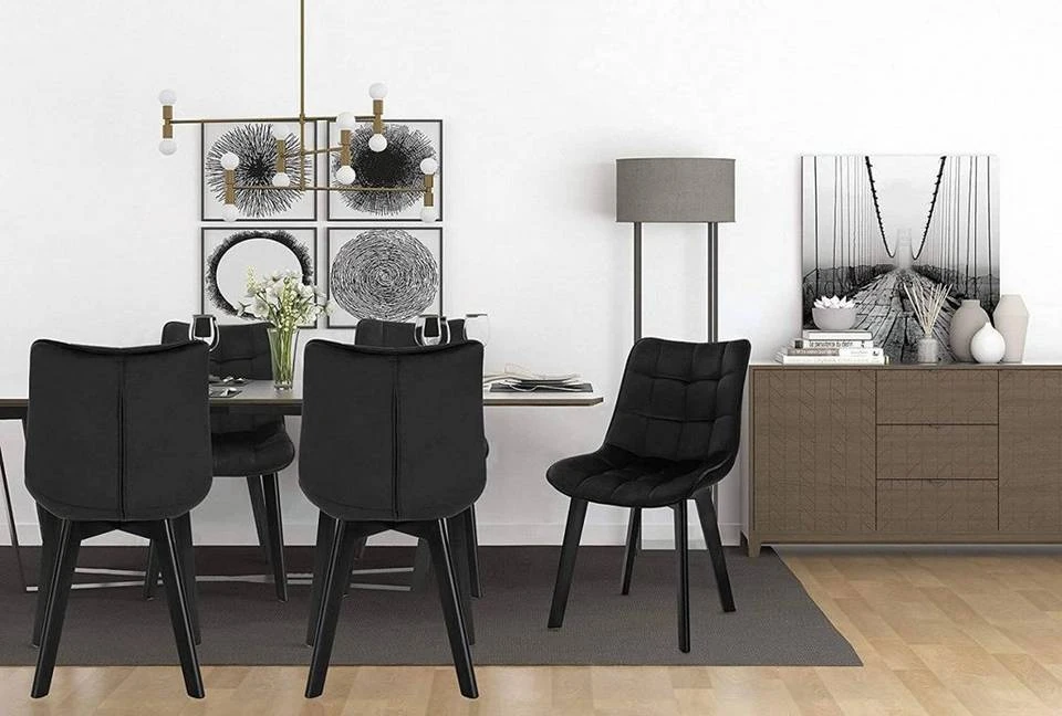 EUGAD Esszimmerstuhl (2 Stück), Wohnzimmerstuhl mit Rückenlehne, Polsterstuhl Küchenstuhl Weich Samt und Holz für ESS- und Wohnzimmer Schwarz Dunkelgrau, Dunkelgrün, Rosa 2 EUGAD Esszimmerstuhl (2 Stück), Wohnzimmerstuhl mit Rückenlehne, Polsterstuhl Küchenstuhl Weich Samt und Holz für ESS- und Wohnzimmer Schwarz Dunkelgrau, Dunkelgrün, Rosa – Bild 2