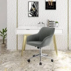 EUGAD Schreibtischstuhl, Bürostuhl Bürohocker Rollhocker aus Leinen Hellgrau Duneklgrau -Eugad Möbel Einkaufen e69a3a4f e2c6 5a4f 893d 34d6ce14f70e