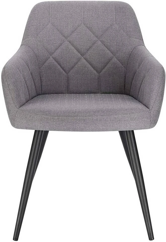 EUGAD Esszimmerstuhl, Polsterstuhl Leinen,mit Armlehnen Metallbeinen Dunkelgrau, Hellgrau 1 EUGAD Esszimmerstuhl, Polsterstuhl Leinen,mit Armlehnen Metallbeinen Dunkelgrau, Hellgrau