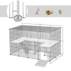 EUGAD Freigehege, Freigehege Kaninchen mit Stauraum Hasen Meerschweinchen Welpenauslauf Laufgitter mit Tür&Treppe DIY Schwarz 41 Platten (35x35cm/Platte) 105 x 70 x 70 cm -Eugad Möbel Einkaufen e8aa7b3e af52 5798 b5c2 41e93cc689a9