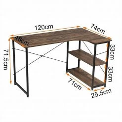 EUGAD Schreibtisch, Computertisch Büromöbel Couchtisch mit Ablage Holz Stahl Schwarz+Beigebraun Industrie-design -Eugad Möbel Einkaufen e91cd64a 6a82 5d4d bb80 21235ed46440