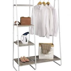 EUGAD Garderobenständer, Kleiderständer,mit Regal, Metall, Holz,im Flur, Wohnzimmer, Dunkelbraun-Schwarz Eiche-Weiß, Sand-Weiß -Eugad Möbel Einkaufen ea41a470 f20c 5317 b9f1 6f42e4e4db12