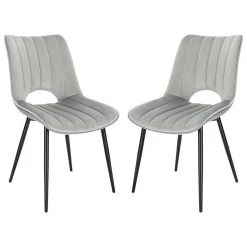 EUGAD Esszimmerstuhl (2 Stück), Küchenstuhl, Polsterstuhl, Wohnzimmerstuhl ohne Armlehne, Metallbeine, Samt, Dunkelgrau Hellgrau, Schwarz -Eugad Möbel Einkaufen ea66b4c6 80cb 4a0e b965 76fcb4b24a17