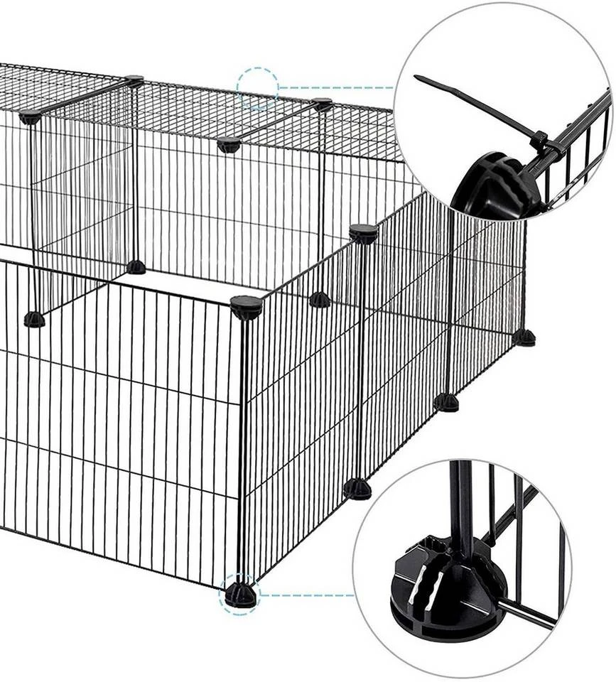 EUGAD Freigehege, DIY 16 Platten Schwarz Laufstall Kleintiere Schwarz 109x109x39cm 5 EUGAD Freigehege, DIY 16 Platten Schwarz Laufstall Kleintiere Schwarz 109x109x39cm – Bild 5