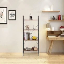 EUGAD Bücherregal, Standregal Bücherregal Metallregal Leiterregal Stufenregal Multifunktionale Regal Industrie Design MDF Metall Schwarz+schwarzer Marmor Golden+Weißer Marmor, Vintage -Eugad Möbel Einkaufen ec3062a8 690e 5538 a542 e1c6679edfae