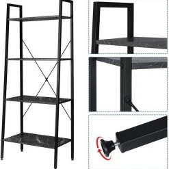 EUGAD Bücherregal, Standregal Bücherregal Metallregal Leiterregal Stufenregal Multifunktionale Regal Industrie Design MDF Metall Schwarz+schwarzer Marmor Golden+Weißer Marmor, Vintage -Eugad Möbel Einkaufen ecab8072 8291 5547 ad8d 910f0d286c1d