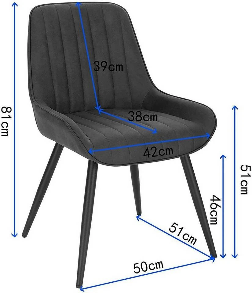 EUGAD Esszimmerstuhl, Polsterstuhl 2er-Set,Sitzfläche aus Stoffbezug Anthrazit, Dunkelbraun, Dunkelgrau 9 EUGAD Esszimmerstuhl, Polsterstuhl 2er-Set,Sitzfläche aus Stoffbezug Anthrazit, Dunkelbraun, Dunkelgrau – Bild 9