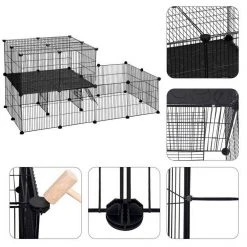 EUGAD Freigehege, Freigehege Kaninchen mit Stauraum Hasen Meerschweinchen Welpenauslauf Laufgitter mit Tür&Treppe DIY Schwarz 30 Platten (35x35cm/Platte) 105 x 70 x 70 cm 19 EUGAD Freigehege, Freigehege Kaninchen mit Stauraum Hasen Meerschweinchen Welpenauslauf Laufgitter mit Tür&Treppe DIY Schwarz 30 Platten (35x35cm/Platte) 105 x 70 x 70 cm -Eugad Möbel Einkaufen ed004578 1bc8 5370 9764 3b2872c6fd77