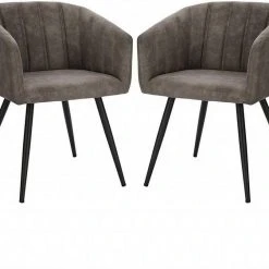 EUGAD Esszimmerstuhl, 2er-Set Polsterstuhl aus Stoffbezug mit Sesselförmigem Gepolstertem Sitz Dunkelbraun Grau -Eugad Möbel Einkaufen ed23bf7d 31c5 57b3 b78c c914e1d34851